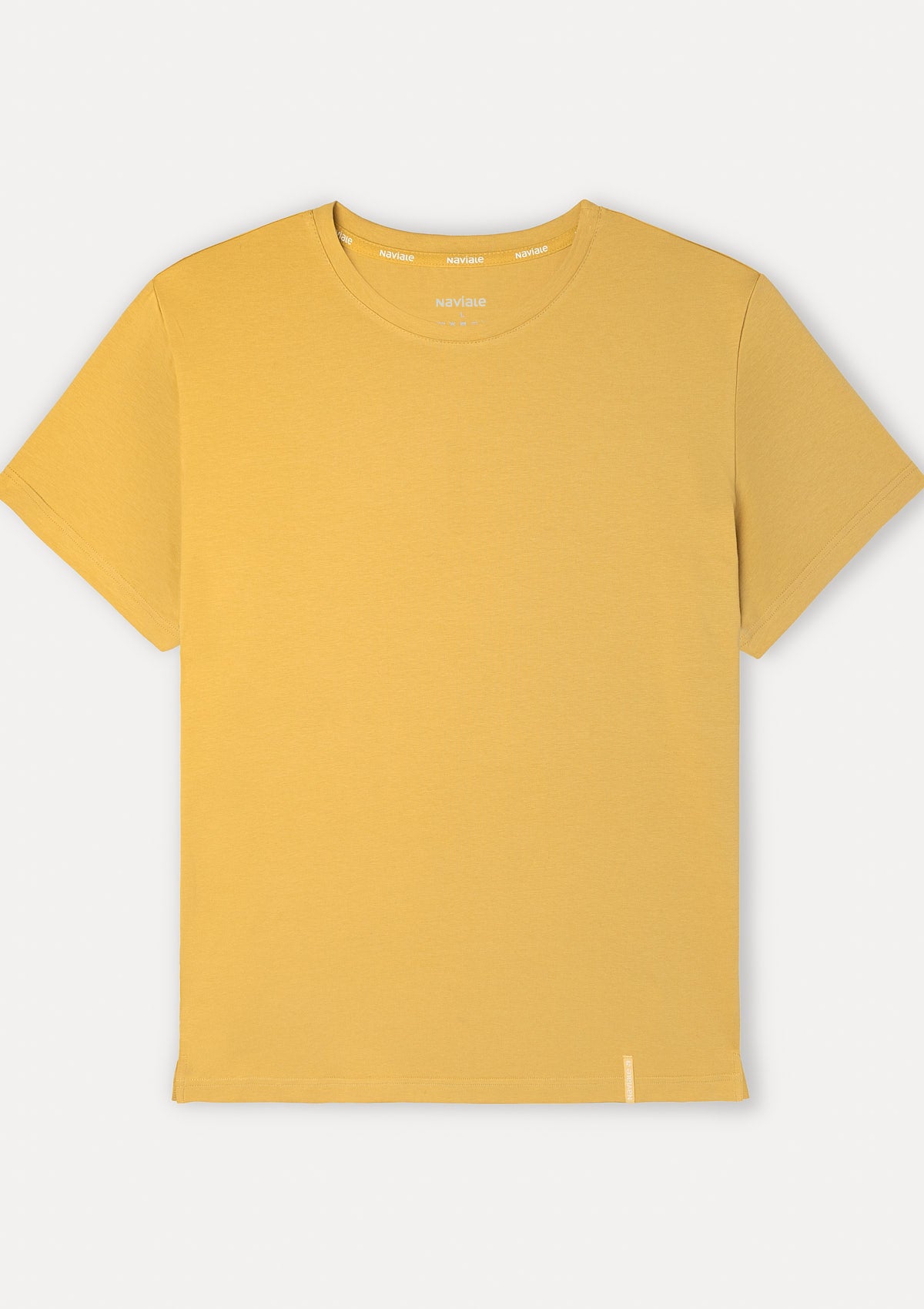 T-shirt męski luźny z bawełny czesanej MH320-04 Naviale musztardowy
