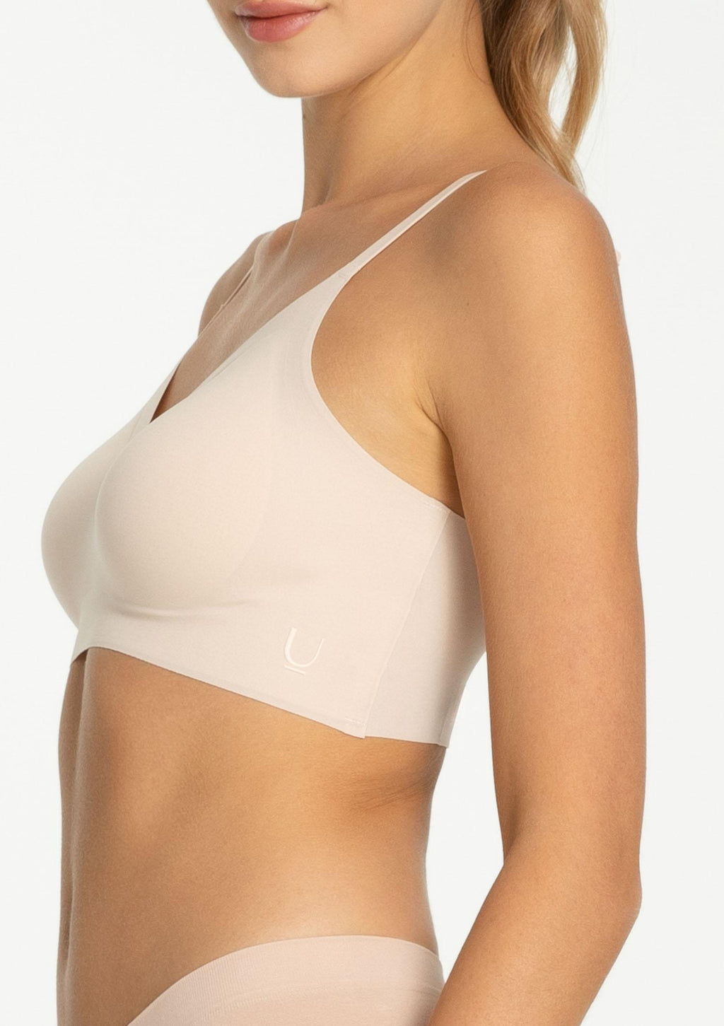 Top damski z biustonoszem Julimex Simple Bra Top, bezszwowy, beżowy
