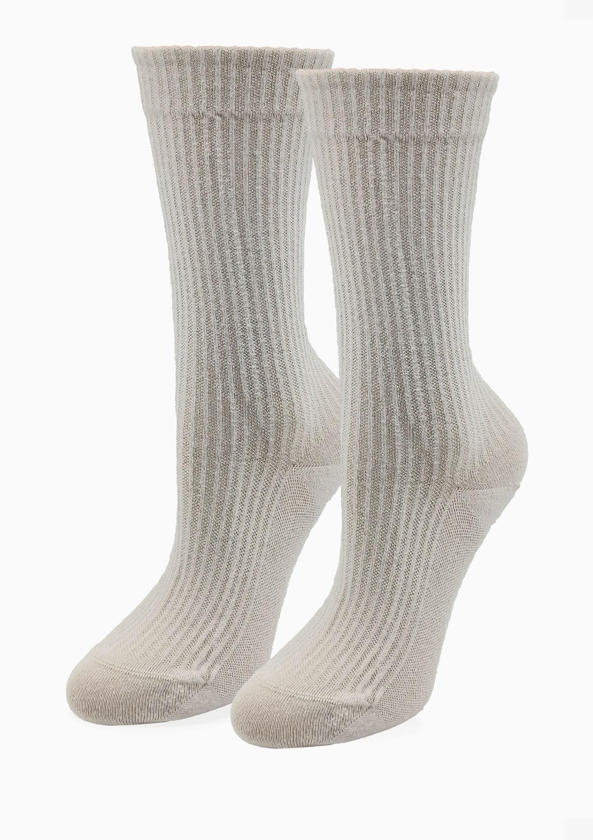 Skarpetki damskie z kaszmirem prążkowane Cashmere Dreams Marilyn, kremowe