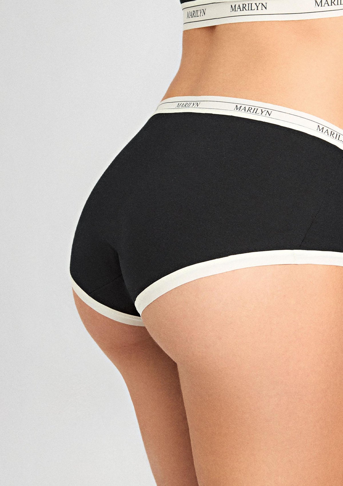 Figi damskie Marilyn Panty Cotton Karen z bawełny organicznej, o pełnym tyle, czarne
