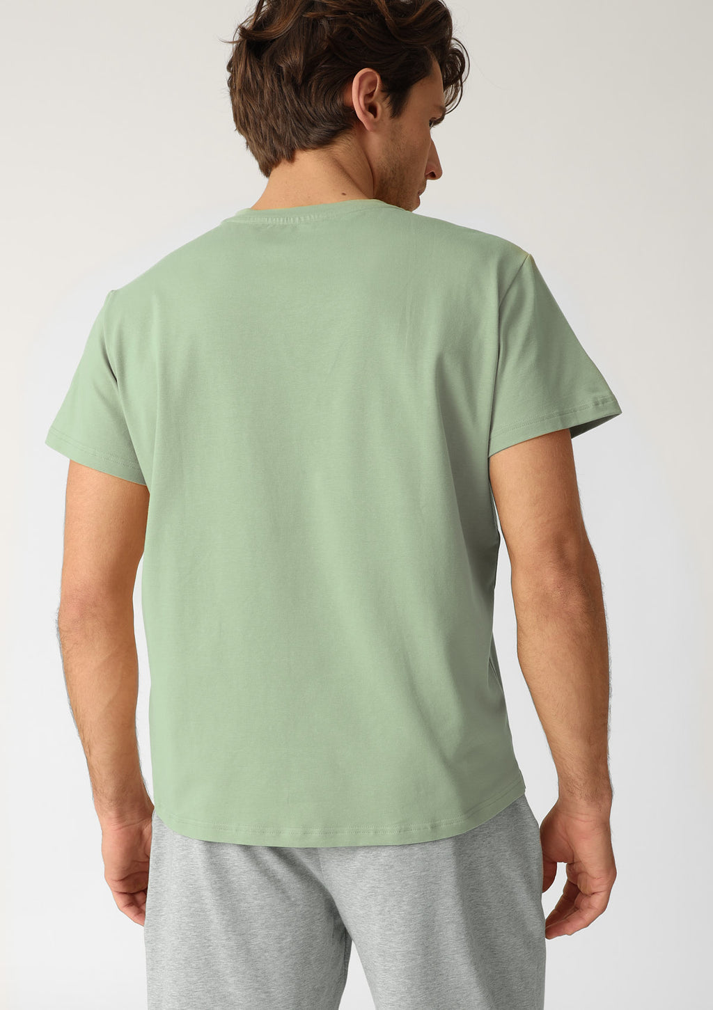 T-shirt męski luźny z bawełny czesanej MH320-05 Naviale zielony