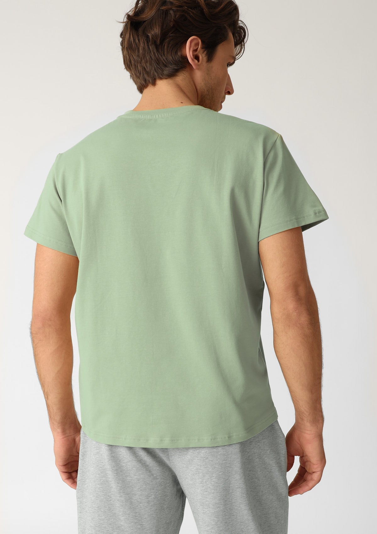 T-shirt męski luźny z bawełny czesanej MH320-05 Naviale zielony