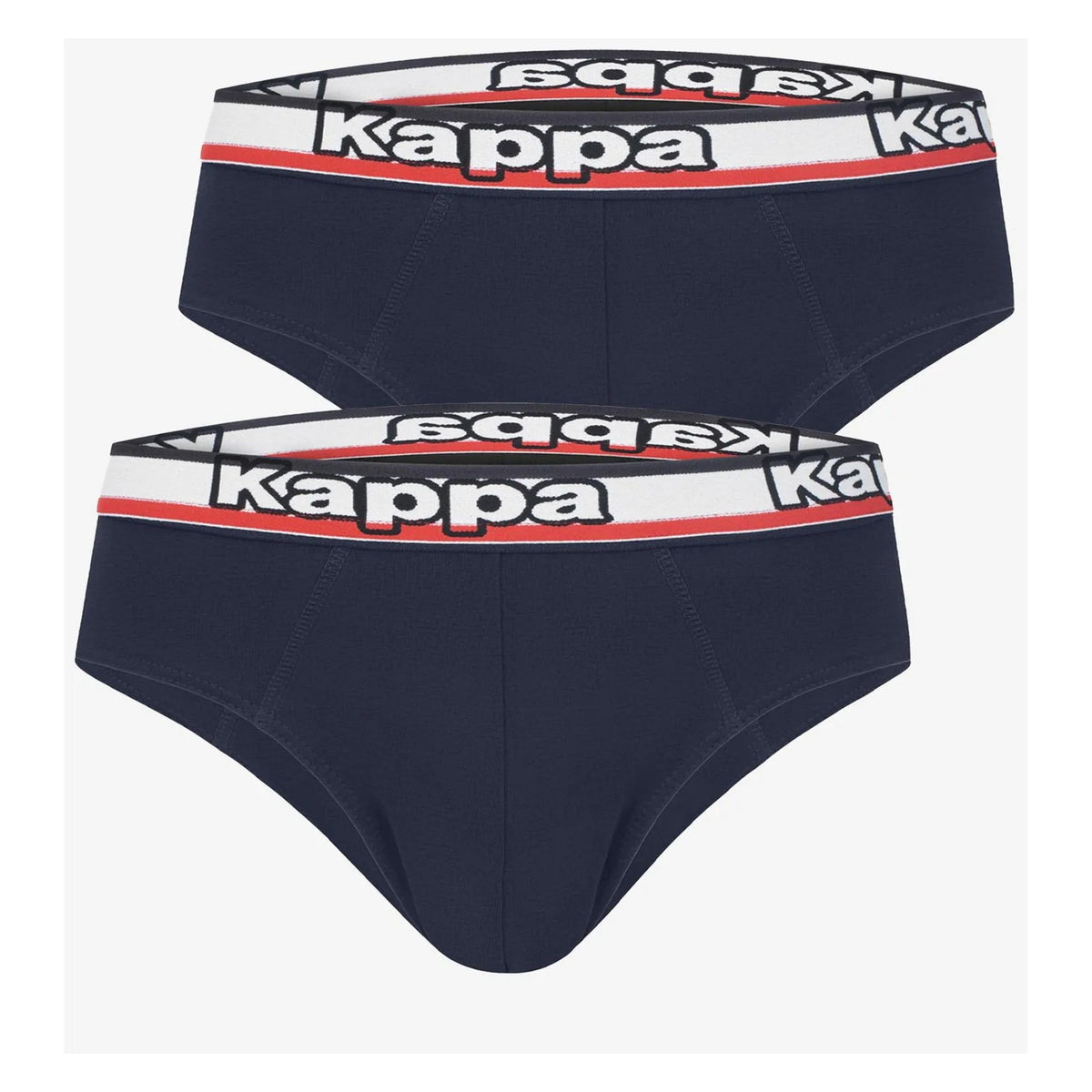 Kappa K1114 slipy męskie z bawełny z logowanym pasem, 2 szt. granatowe