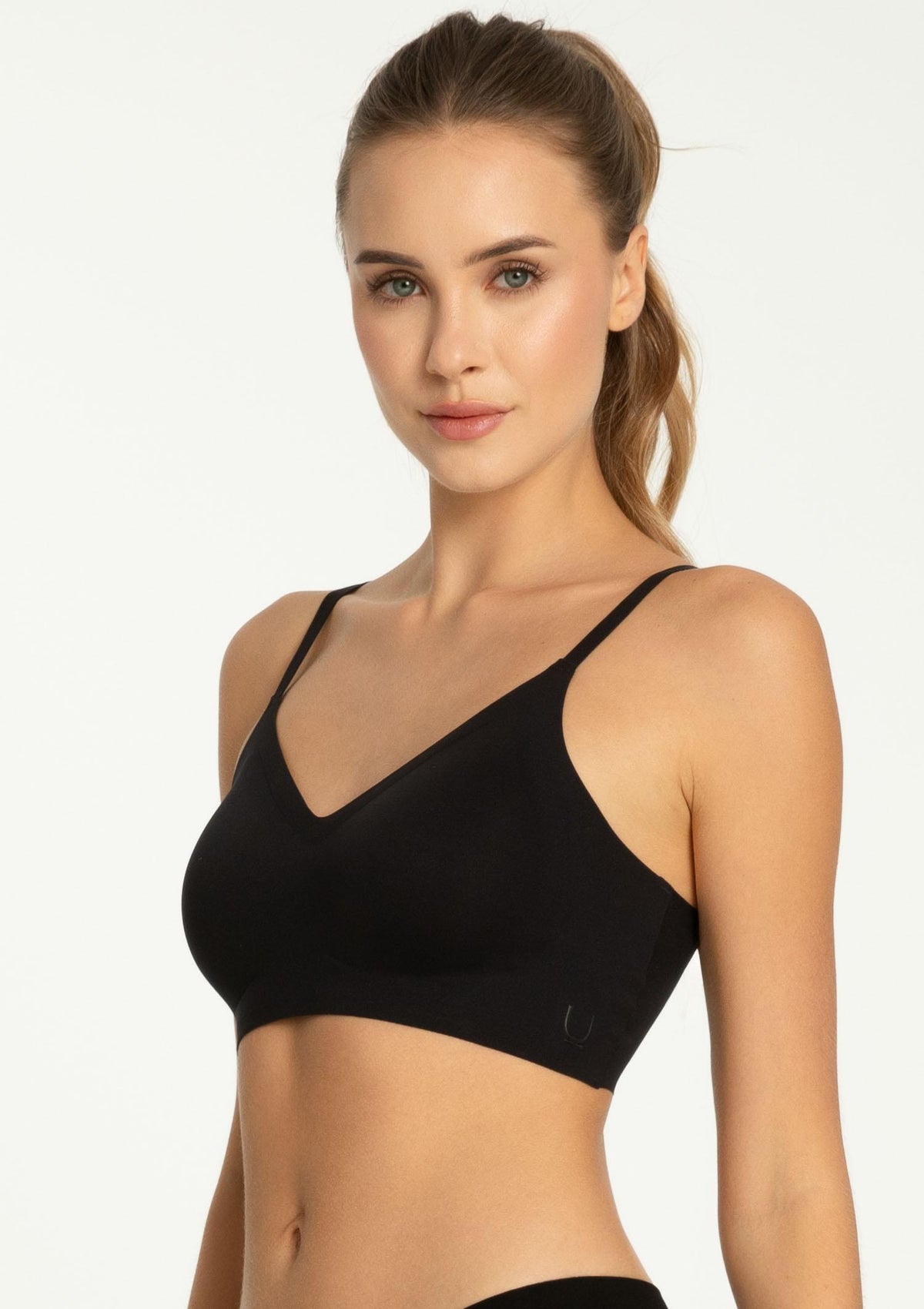 Top damski z biustonoszem Julimex Simple Bra Top, bezszwowy, czarny