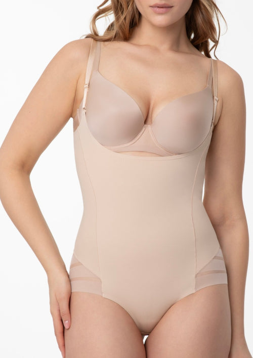 Body wyszczuplające pod biust z siateczką 119 Julimex, natural