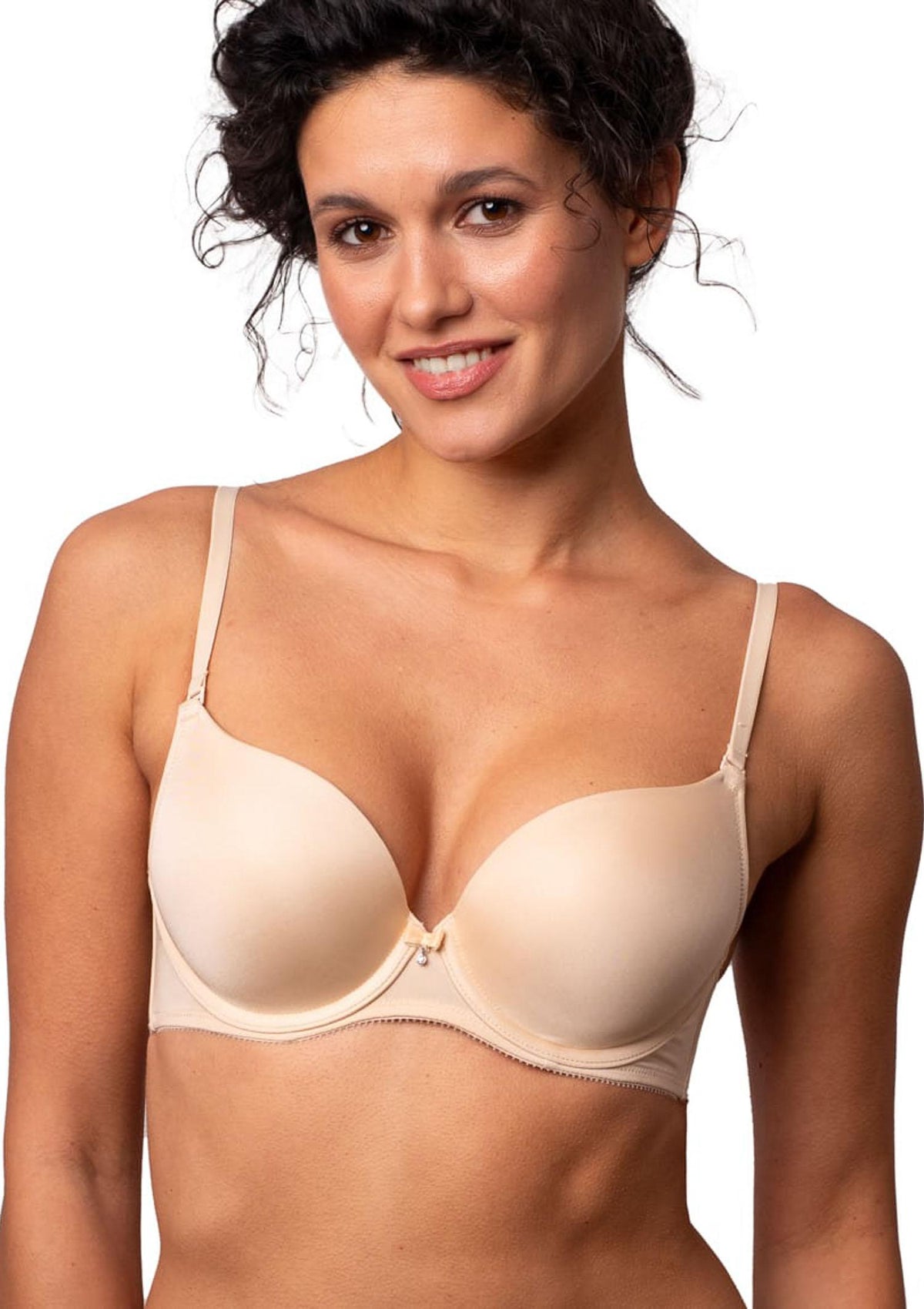Biustonosz gładki push-up z żelową wkładką DB-9214 Agio, beżowy