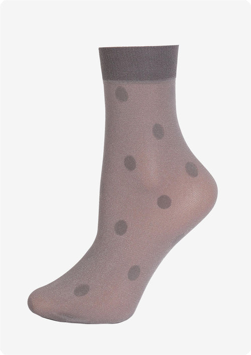 Cienkie skarpetki damskie Marilyn Forte Shine Dots, szare, z matowym wzorem w kropki