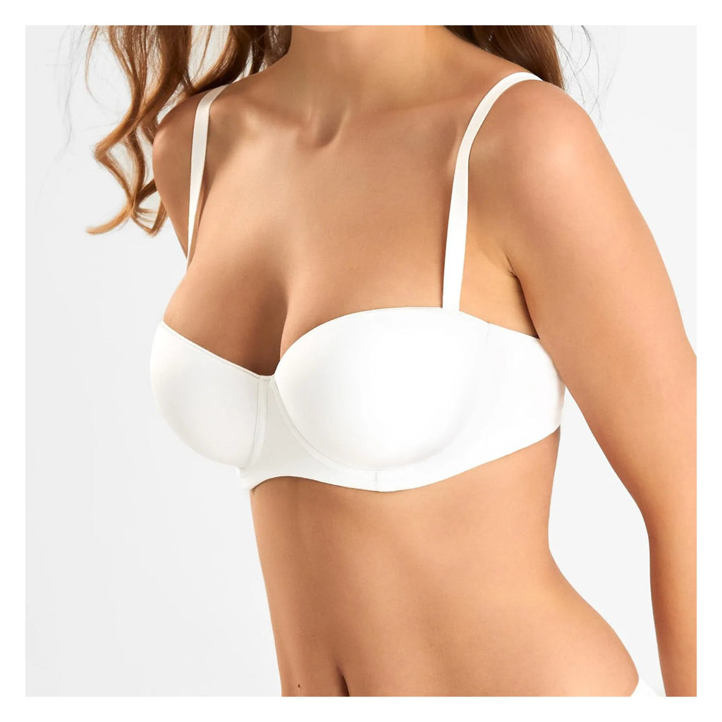 Sielei Plus 2550 bardotka białymi bandeau z gładkimi miseczkami