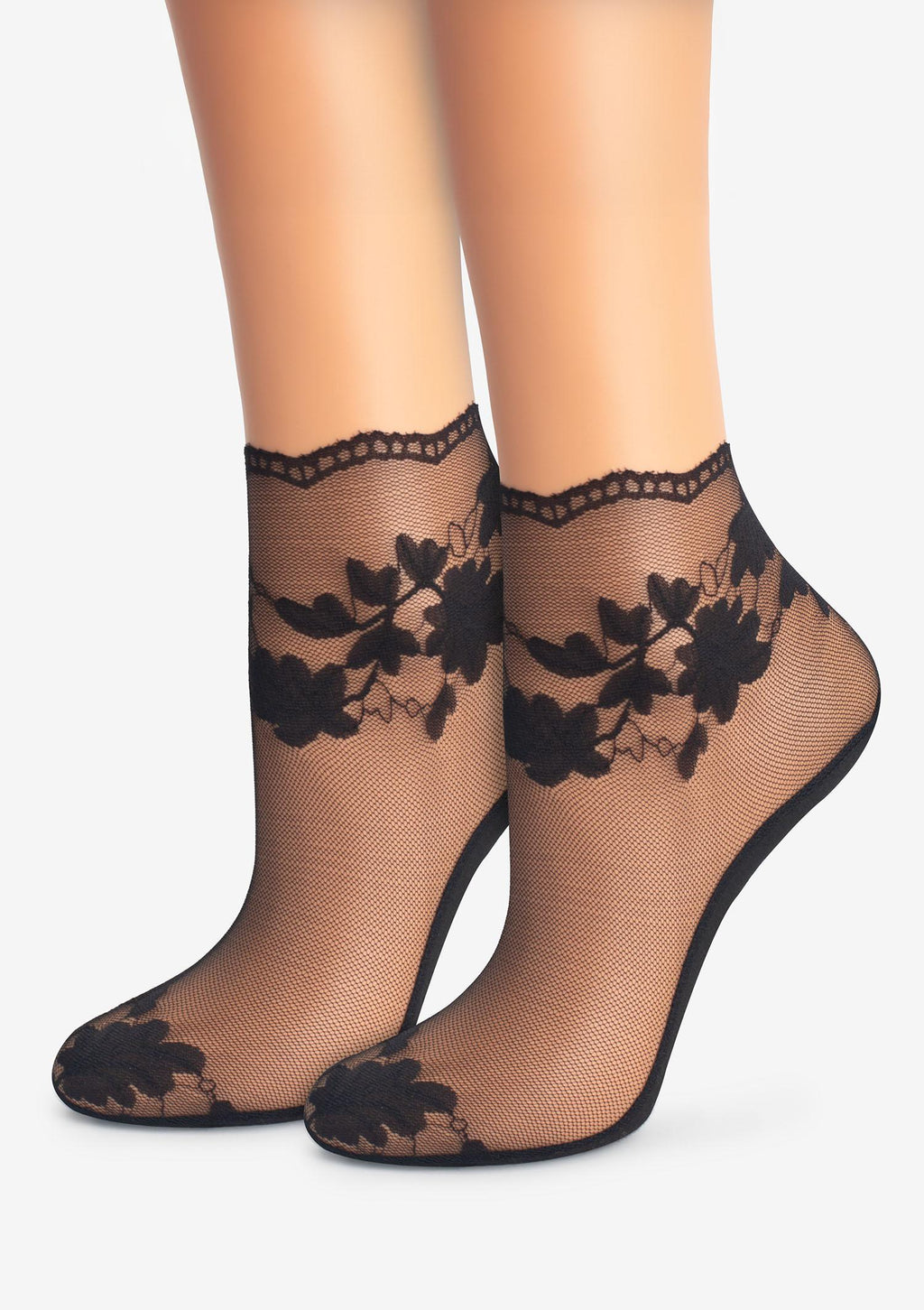 Skarpetki damskie Marilyn E21 z eleganckiej transparentnej siateczki, czarne