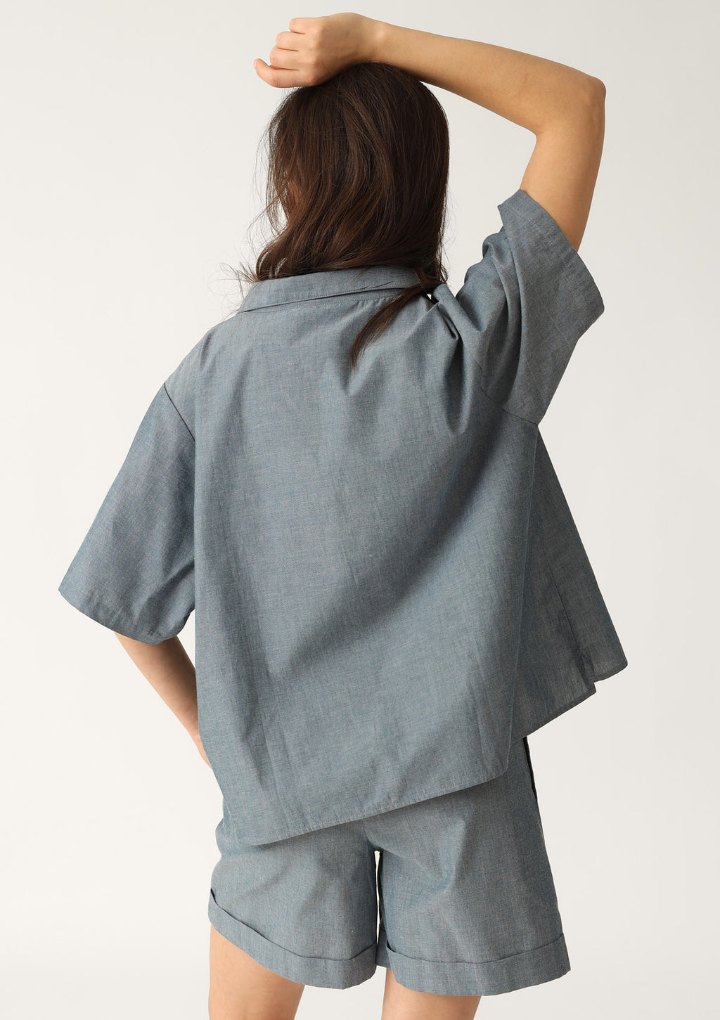Szorty damskie bawełniane chambray w stylu denim LH401-16 Naviale