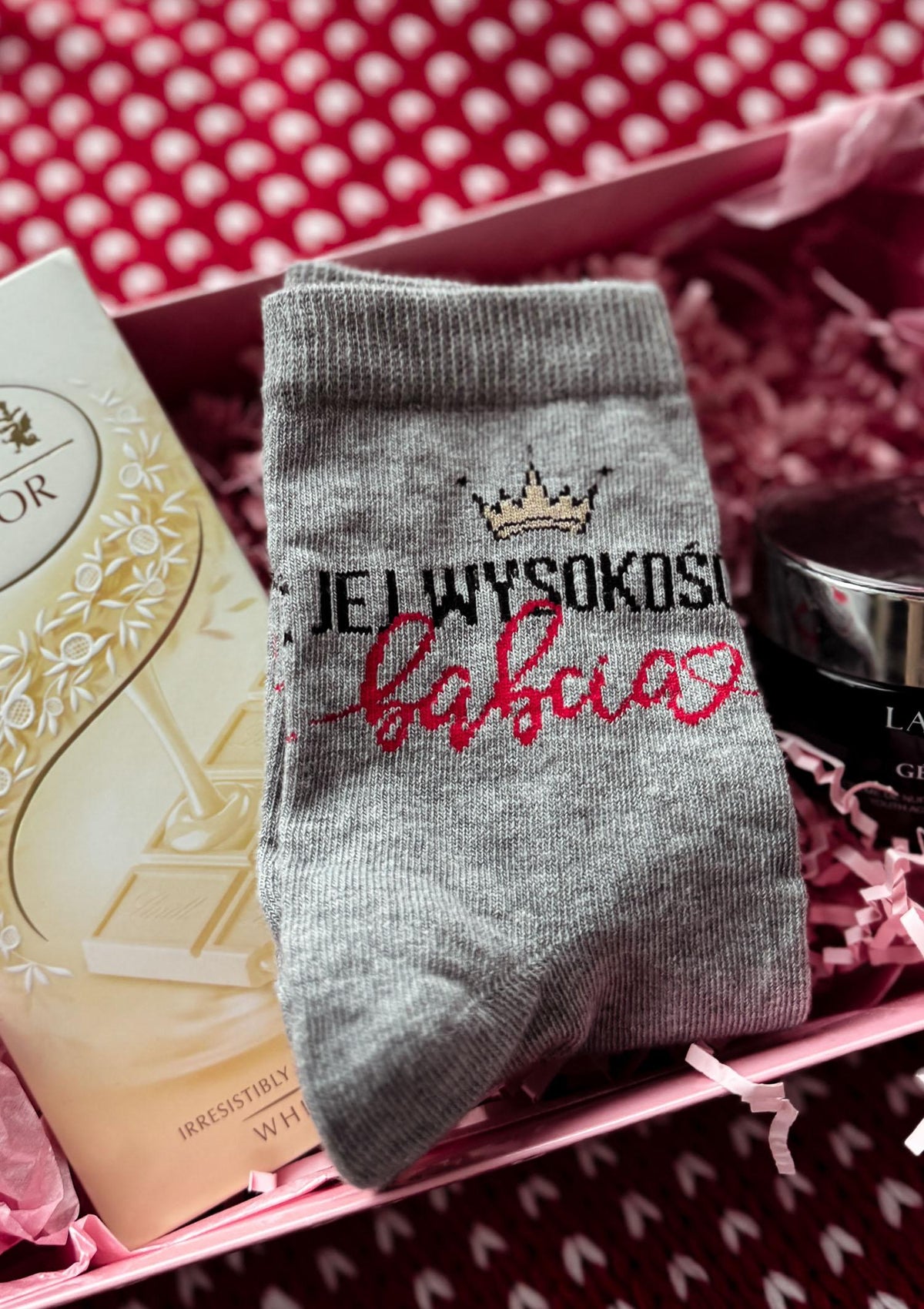 Skarpetki na Dzień Babci Jej Wysokość Babcia Milena, jasny melanż
