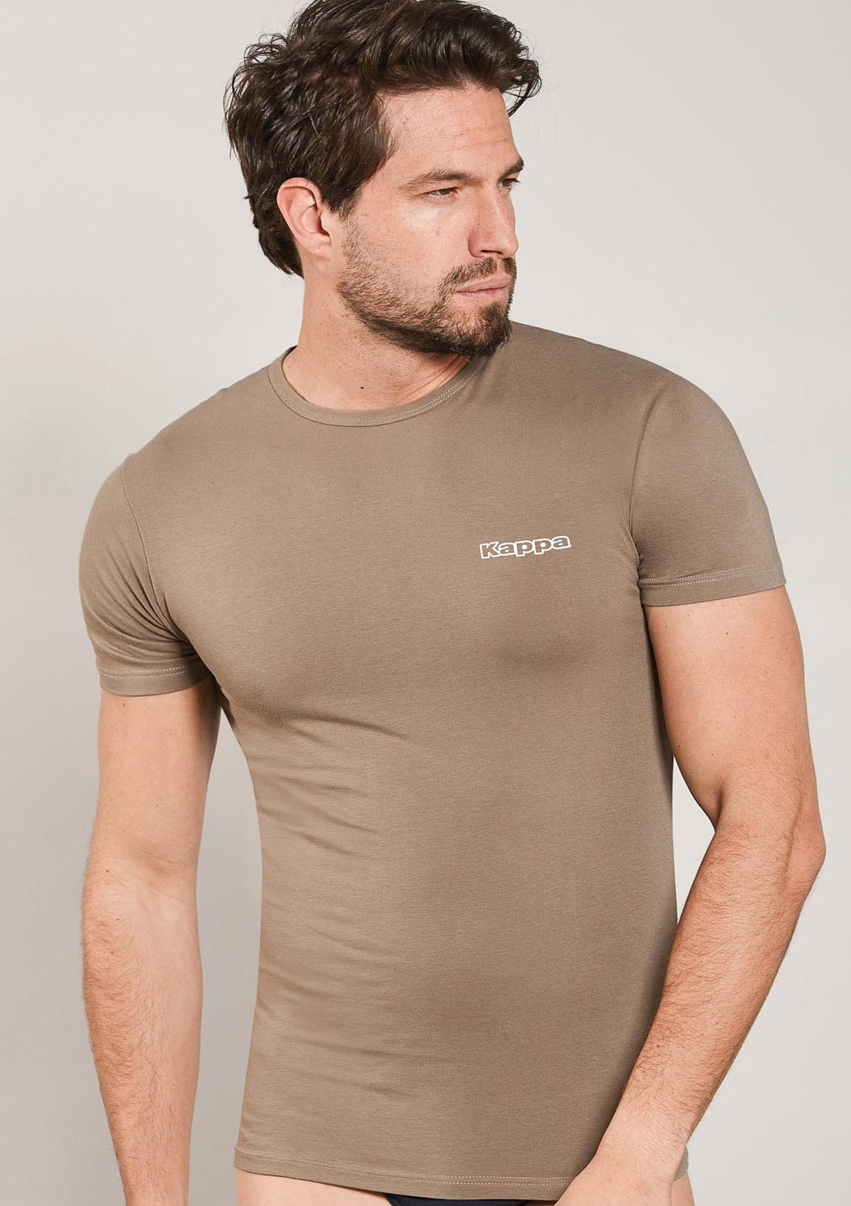 Koszulka męska Kappa K1304 bawełniana z krótkim rękawem, khaki