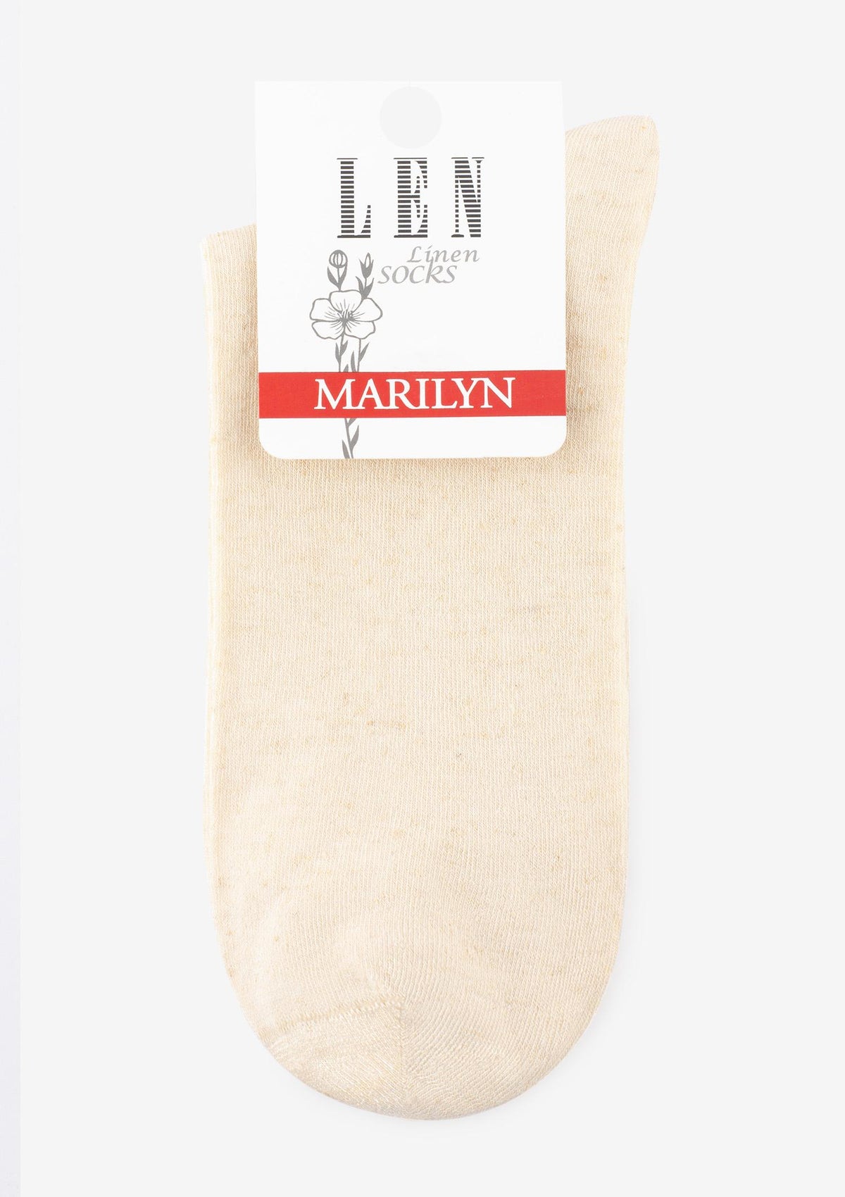 Skarpetki damskie klasyczne z wiskozy i lnu Len Line Socks Marilyn, kremowe