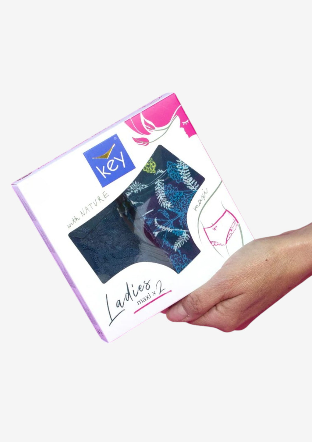 Figi damskie Key LPF 577, bawełniane maxi z wysokim stanem, 2-pak
