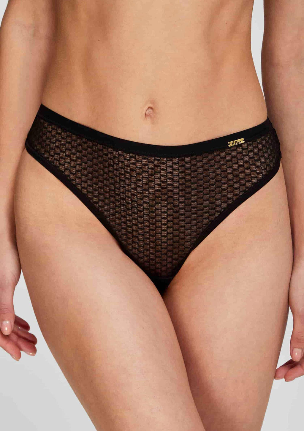 Stringi damskie Kleo Candle 3509 z elastycznej siateczki, czarne