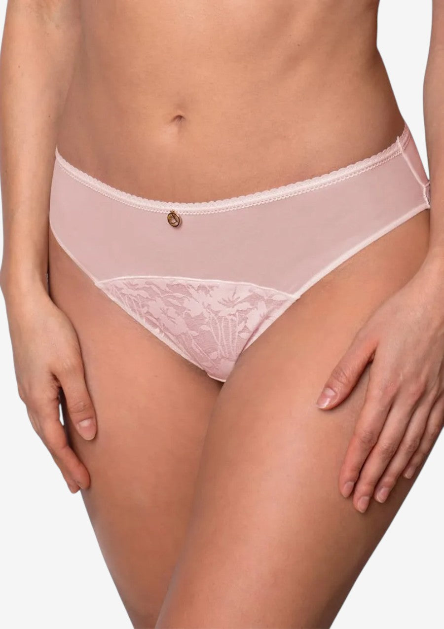 Figi bikini koronkowe z siateczką DM-6349 Agio różowe