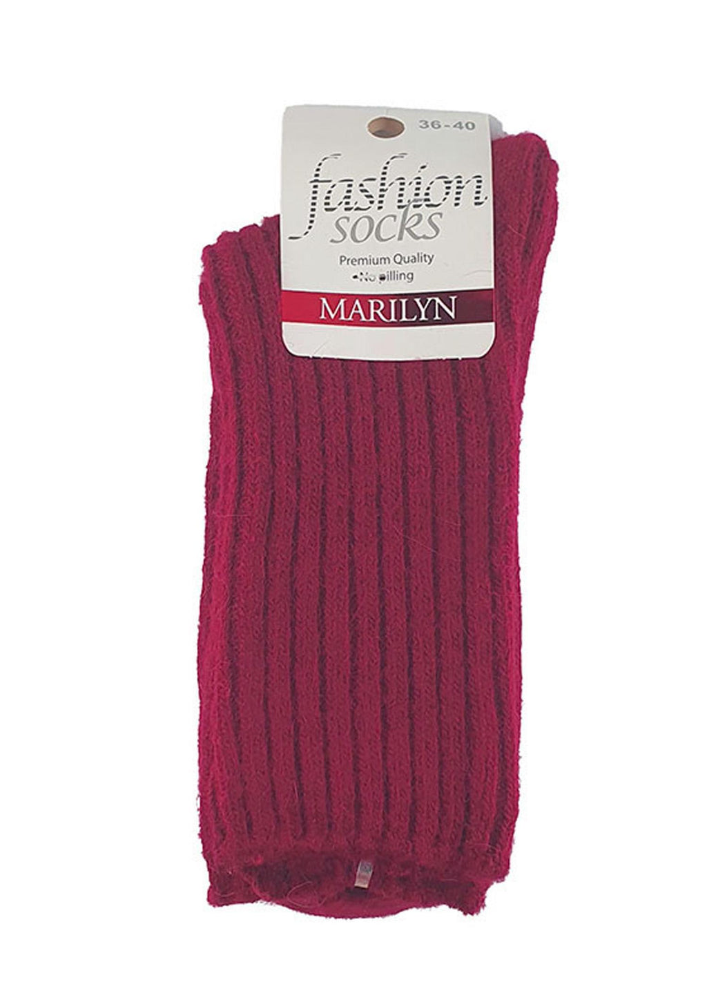 Skarpetki damskie bawełniane Marilyn F27 z efektem angory, bordowe