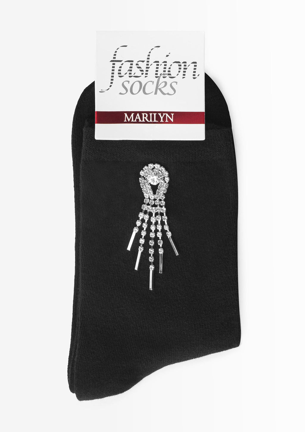 Skarpetki damskie bawełniane Marilyn Charm Deluxe z ozdobą z kryształków