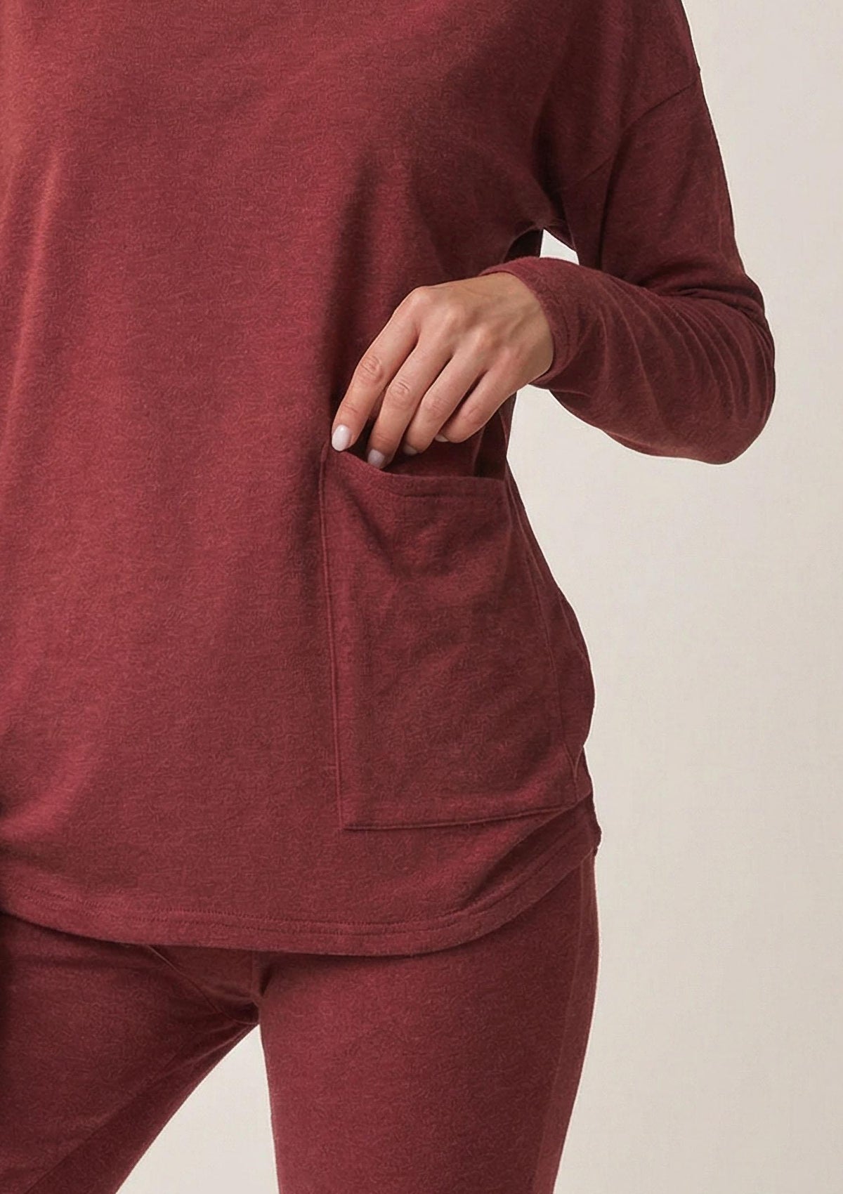Bluza damska bawełniana ciepła Hot Touch LHB 729 Key, bordo