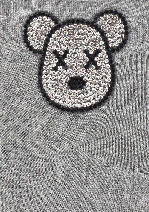 Bawełniane skarpetki damskie Marilyn Cotton Crazy Bear ze srebrną głową misia