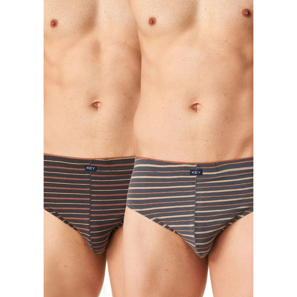 Slipy męskie Key MPP 303 w paseczki, guma wewnętrzna, 2 pack