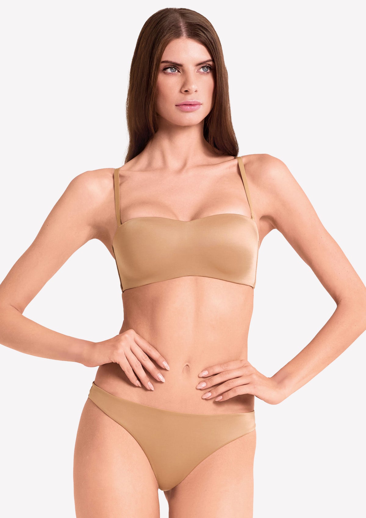 Biustonosz opaska z mikrofibry Feel Ultrashine Lormar, golden
