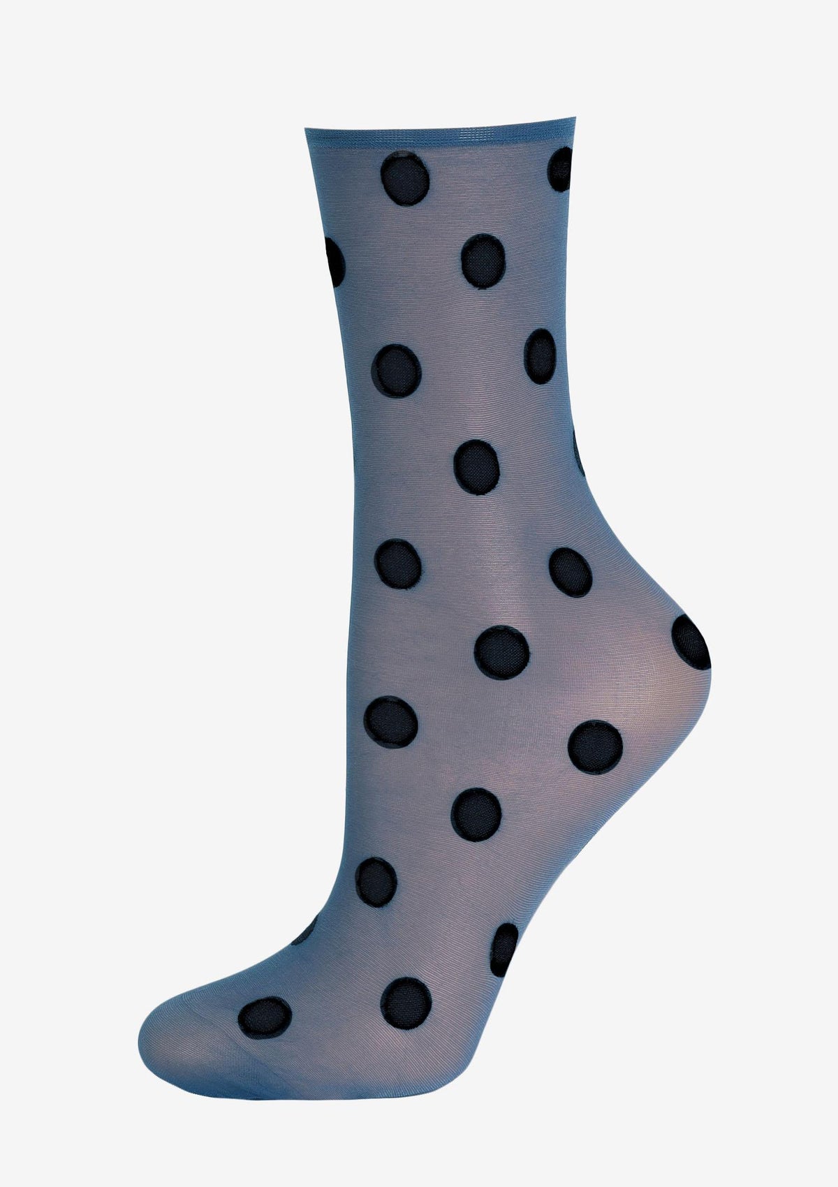 Rajstopowe cienkie skarpetki w grochy Marilyn Forte Big Dots, niebieskie