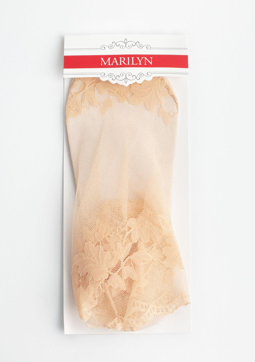 Skarpetki damskie Marilyn E21 z eleganckiej transparentnej siateczki, beżowe