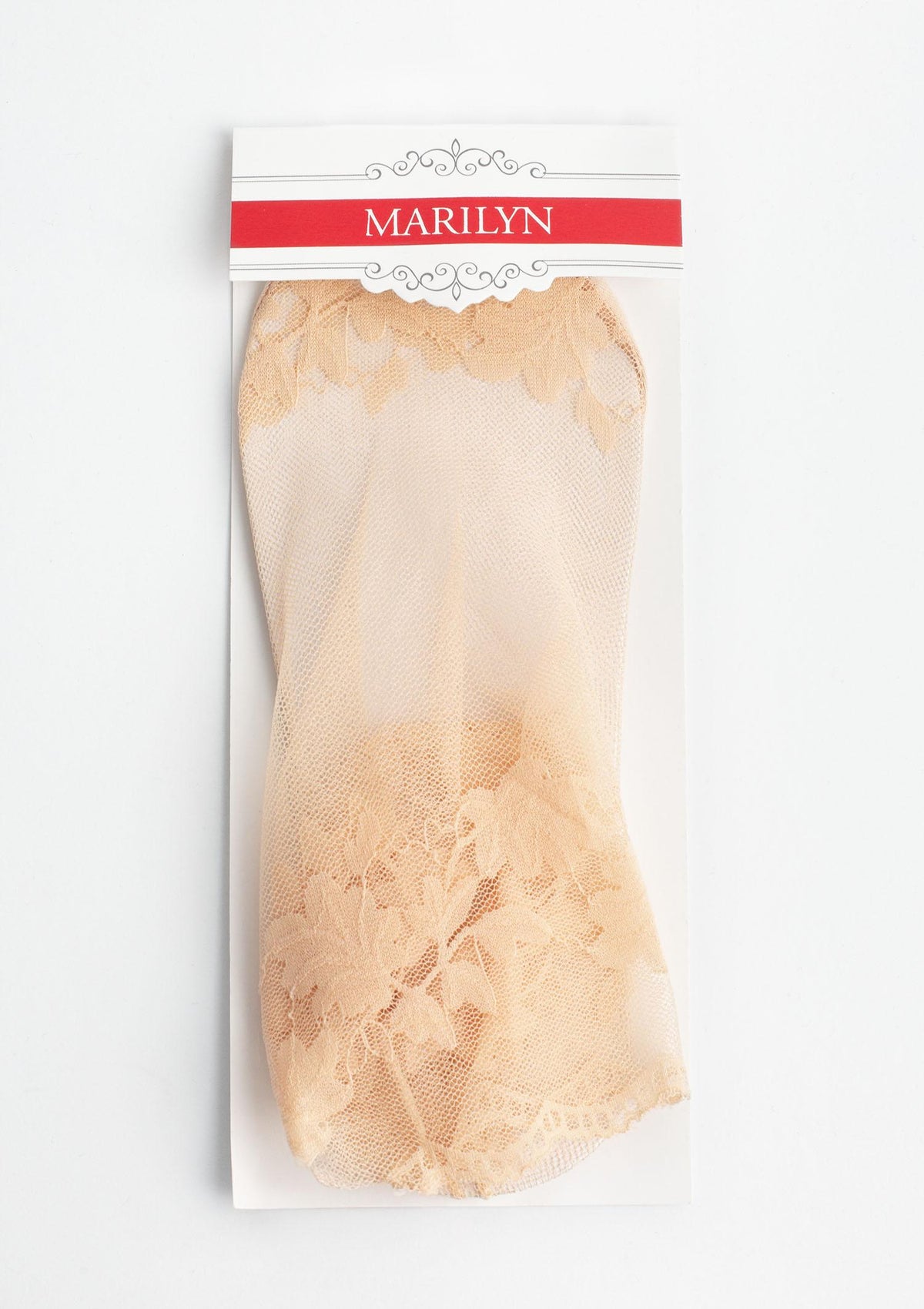 Skarpetki damskie Marilyn E21 z eleganckiej transparentnej siateczki, beżowe