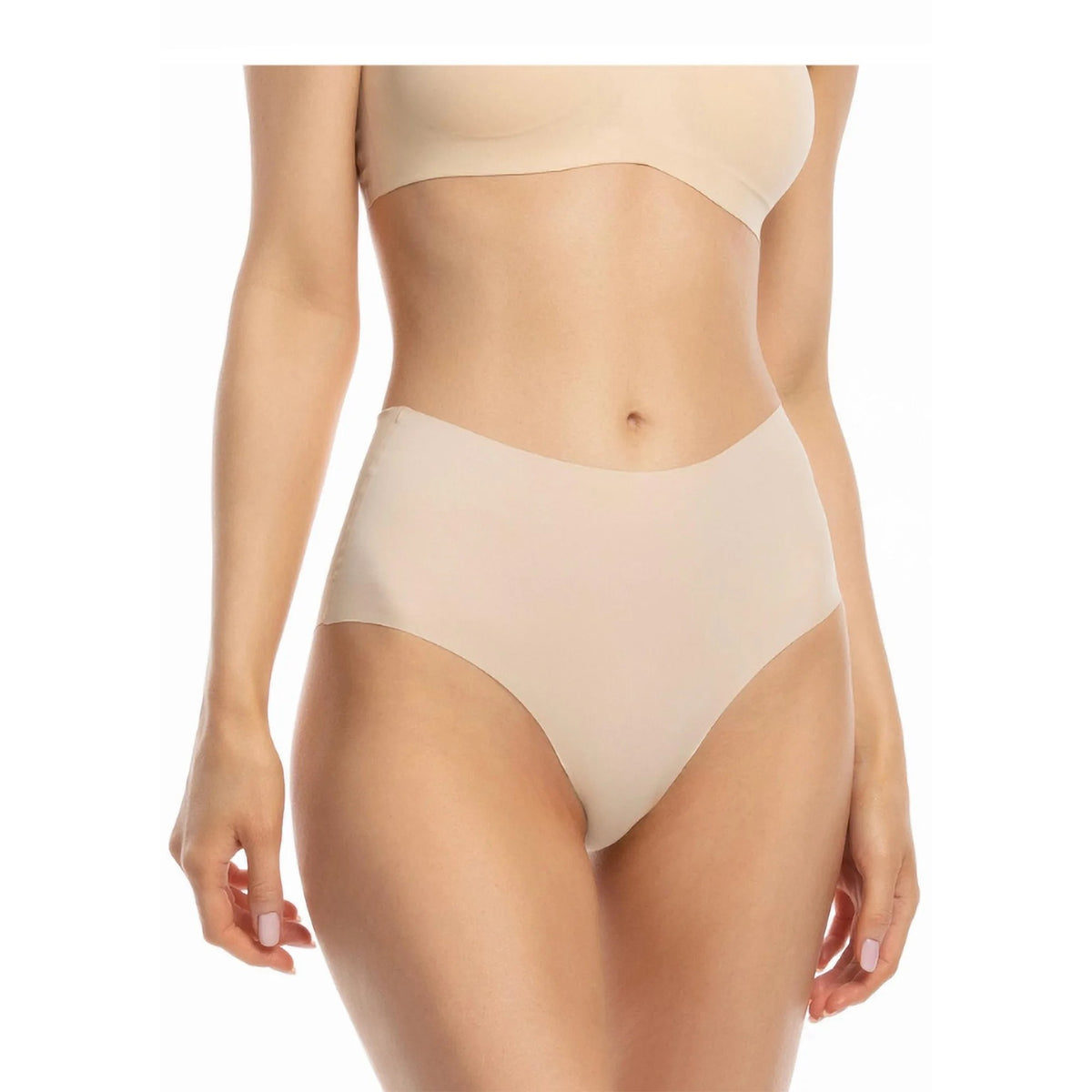 Figi z wysokim stanem Julimex Infinity maxi beżowe, klejone boki