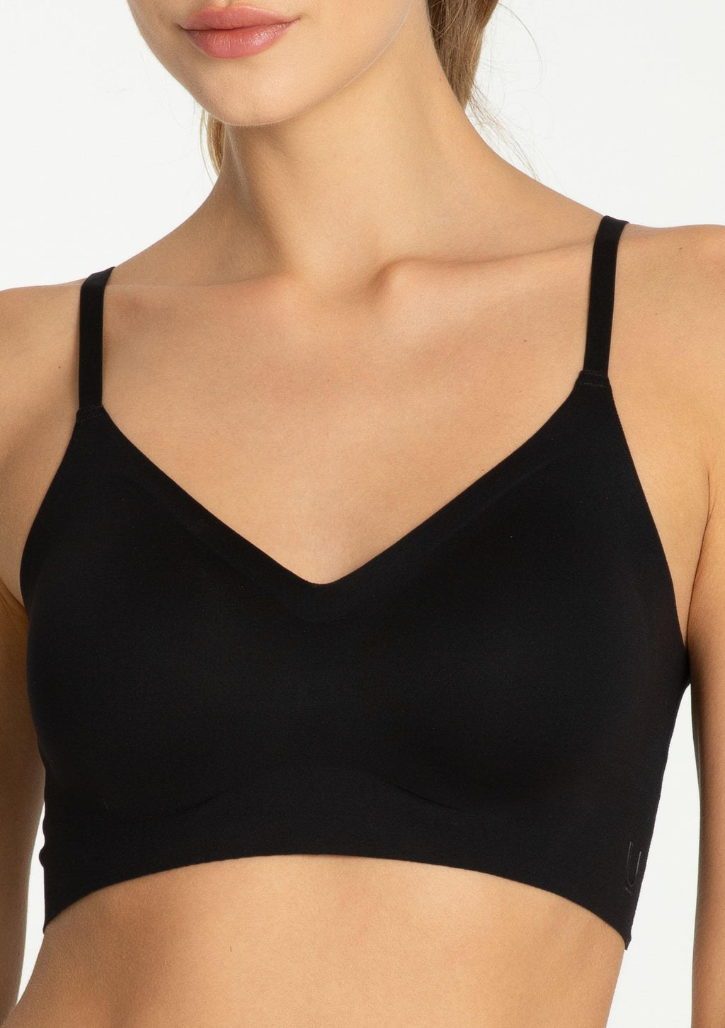 Top damski z biustonoszem Julimex Simple Bra Top, bezszwowy, czarny