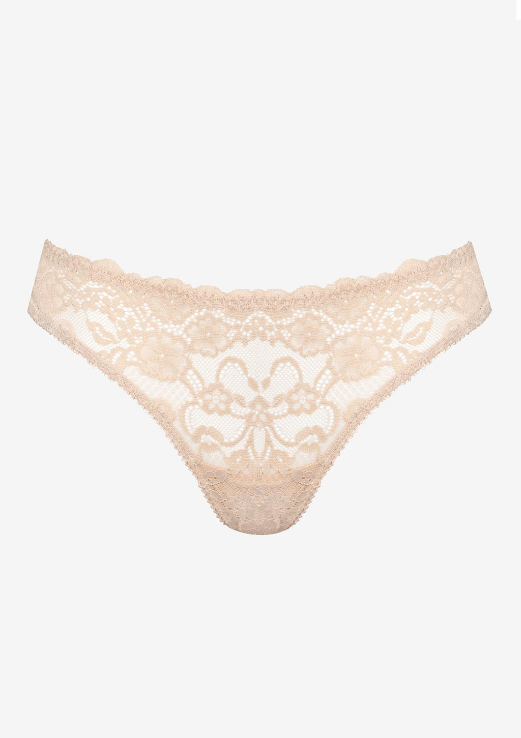 Stringi damskie Sielei Allure 2673 z beżowej koronki w kwiatowy wzór