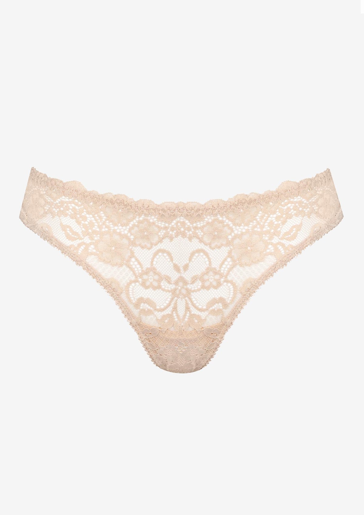 Stringi damskie Sielei Allure 2673 z beżowej koronki w kwiatowy wzór