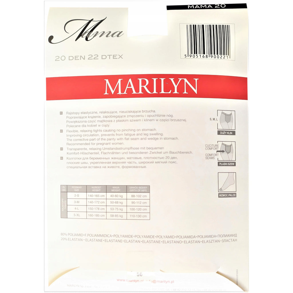 Rajstopy ciążowe Marilyn Mama 20 den z poszerzoną częścią majtkową