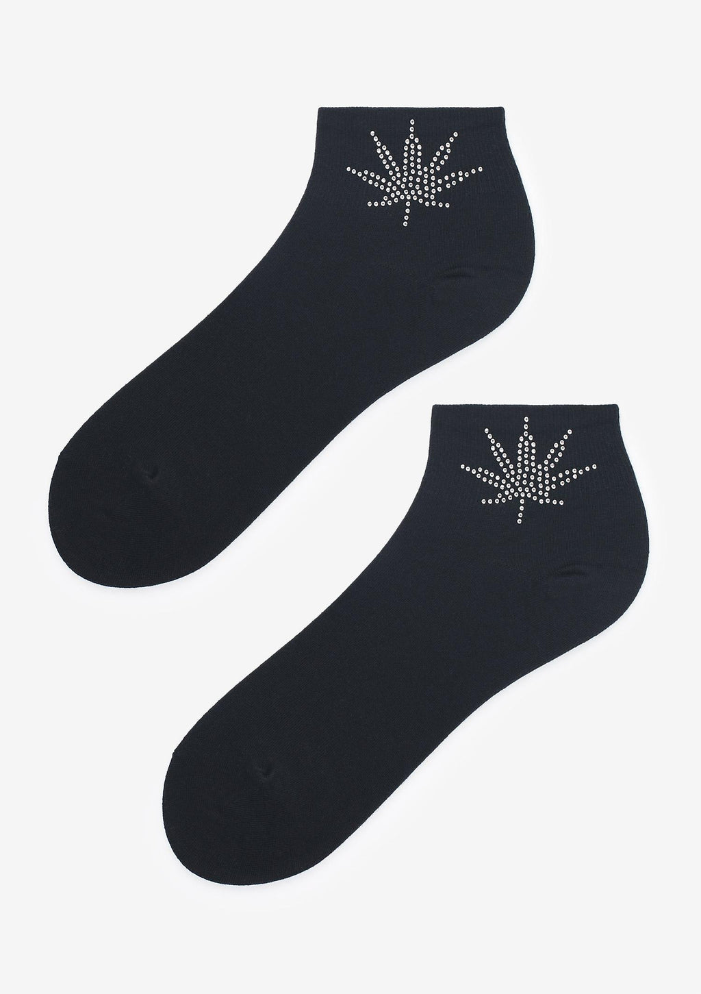 Niskie skarpetki damskie Marilyn Cotton Silver Weed z błyszczącym liściem