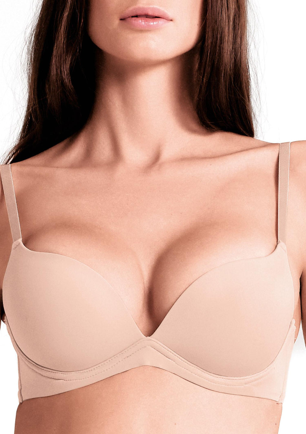 Biustonosz push-up bez fiszbin Lormar 083L Desiderio z głębokim dekoltem, nudo