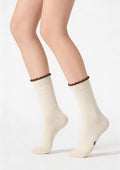 Skarpetki damskie bawełniane z kontrastową falbanką F94 Marilyn