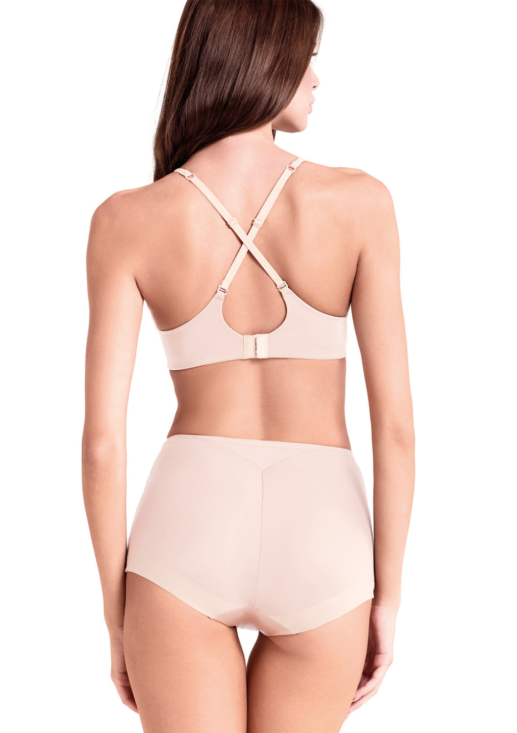 Top biustonoszowy z mikrofibry Lormar Active Ultrashine, bezszwowy, kolor beżowy
