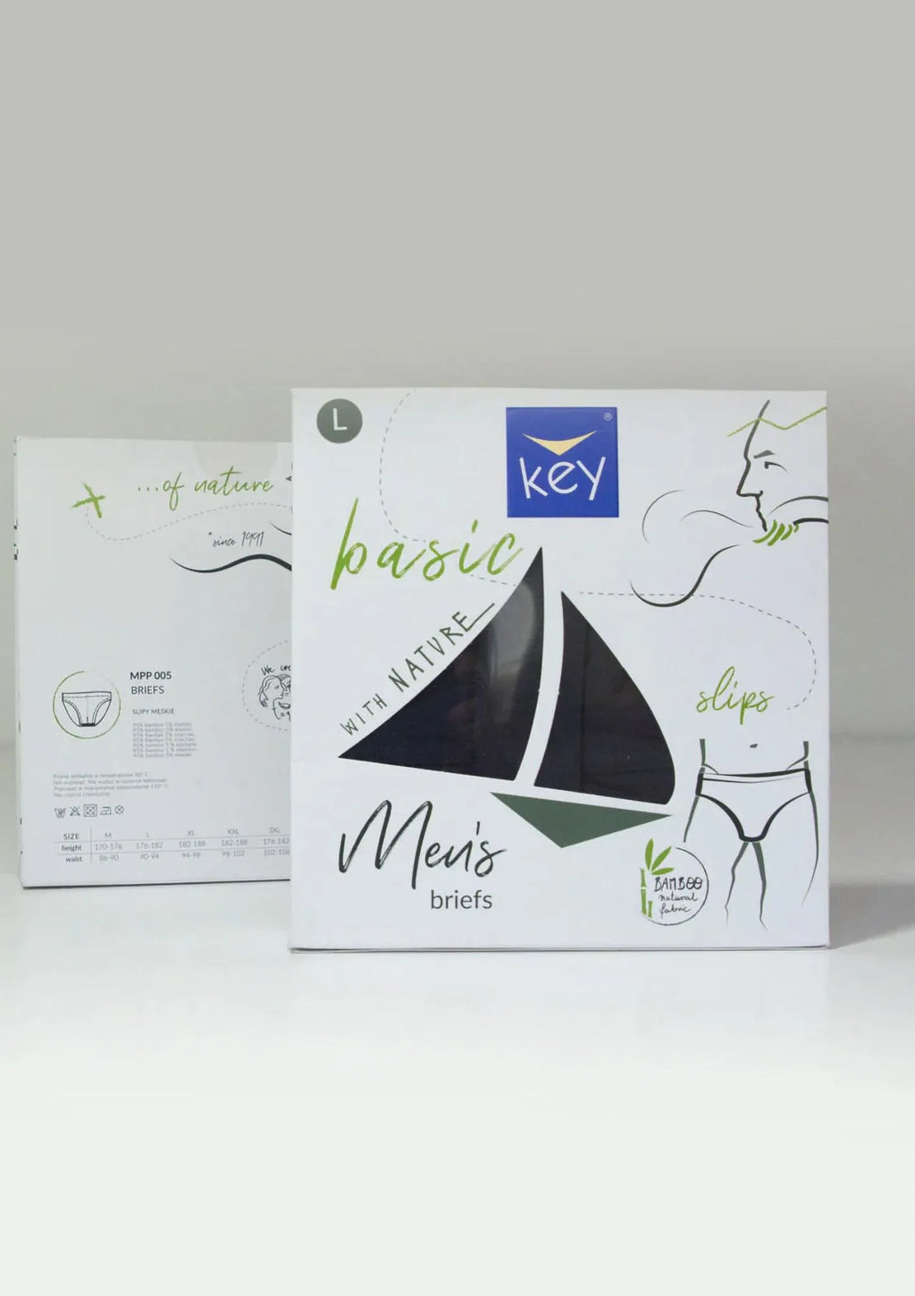 Slipy męskie bambusowe Key MPP 005 jednokolorowe – dwupak