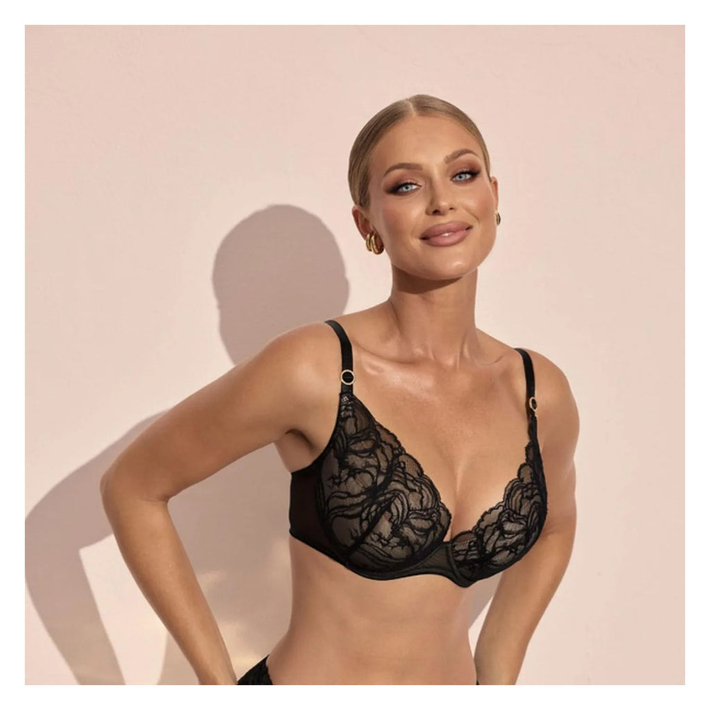 Biustonosz push-up Kinga Sand PU-1177 z koronką i siateczką
