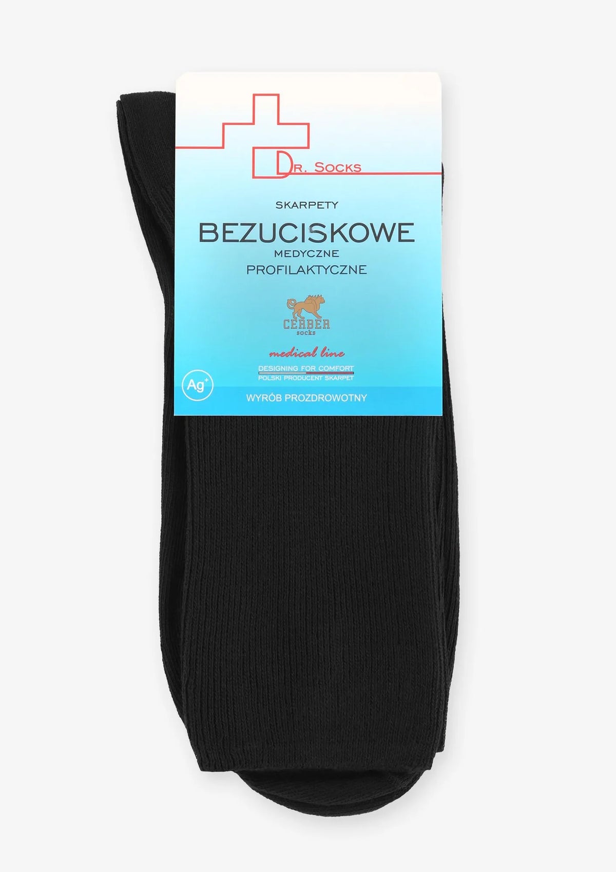 Skarpety męskie czarne Cerber Ag+ bezuciskowe z jonami srebra
