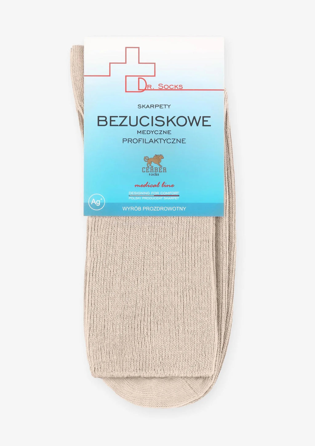 Skarpety męskie beżowe Cerber Ag+ bezuciskowe z jonami srebra