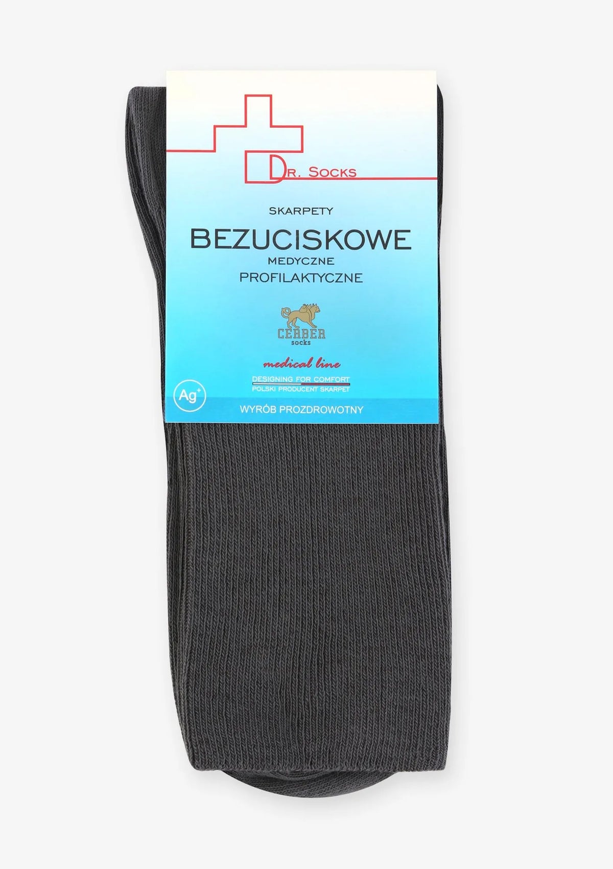 Skarpety męskie grafitowe Cerber Ag+ bezuciskowe z jonami srebra