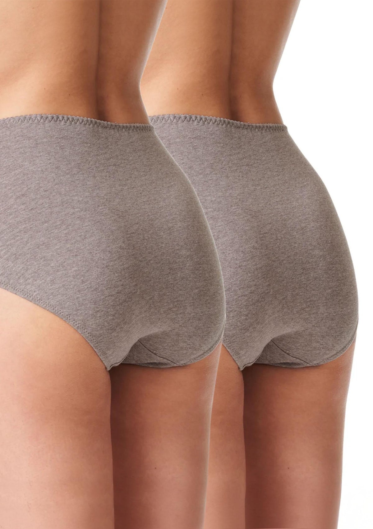 Majtki damskie Key LPF 111 (2 pack) maxi bikini z wysokim stanem i koronką, cappuccino