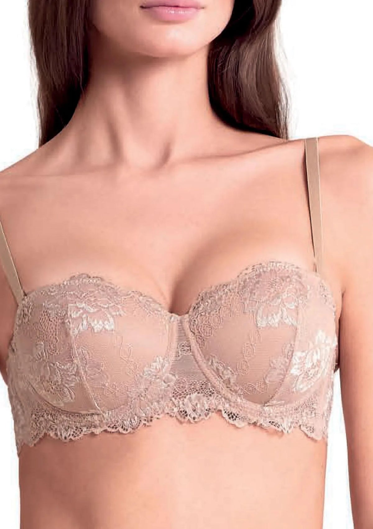 Koronkowa balkonetka Lormar Deluxe 105L pudrowy, pudrowy