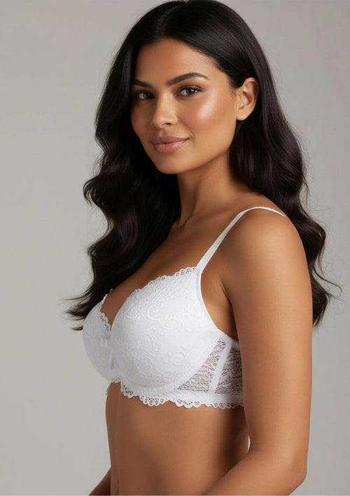 Balkonetka push-up Kleo Karina 322.01 biała z koronką