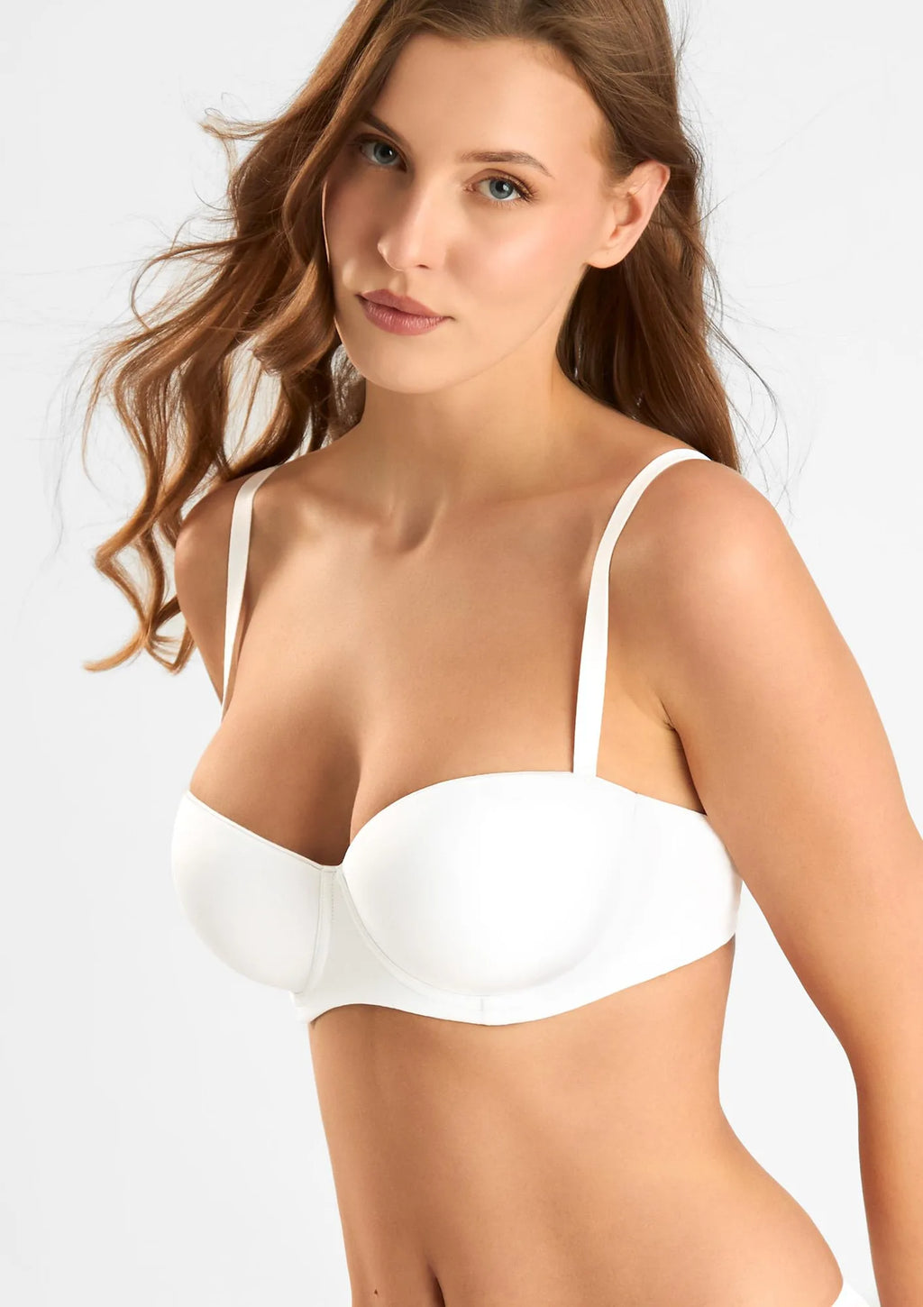 Sielei Plus 2550 bardotka białymi bandeau z gładkimi miseczkami