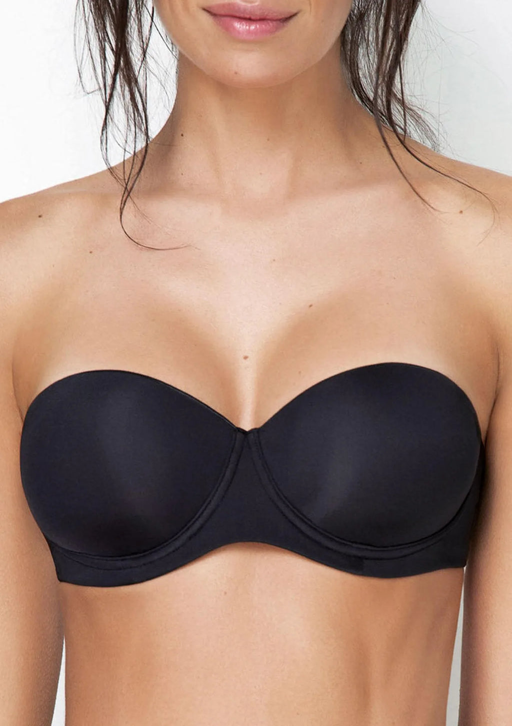 Sielei Plus 2550 bardotka czarnymi bandeau z gładkimi miseczkami
