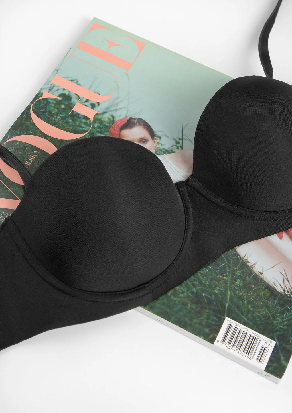 Sielei Plus 2550 bardotka czarnymi bandeau z gładkimi miseczkami