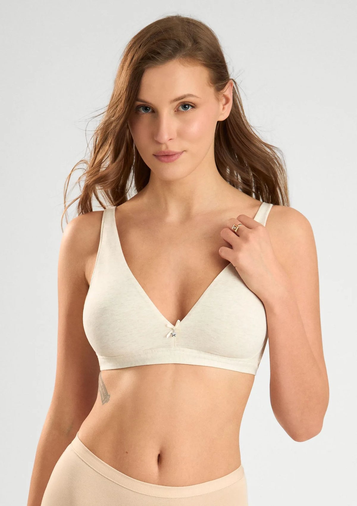 Sielei Cotton 1454 biustonosz ecru sportowy z bawełny